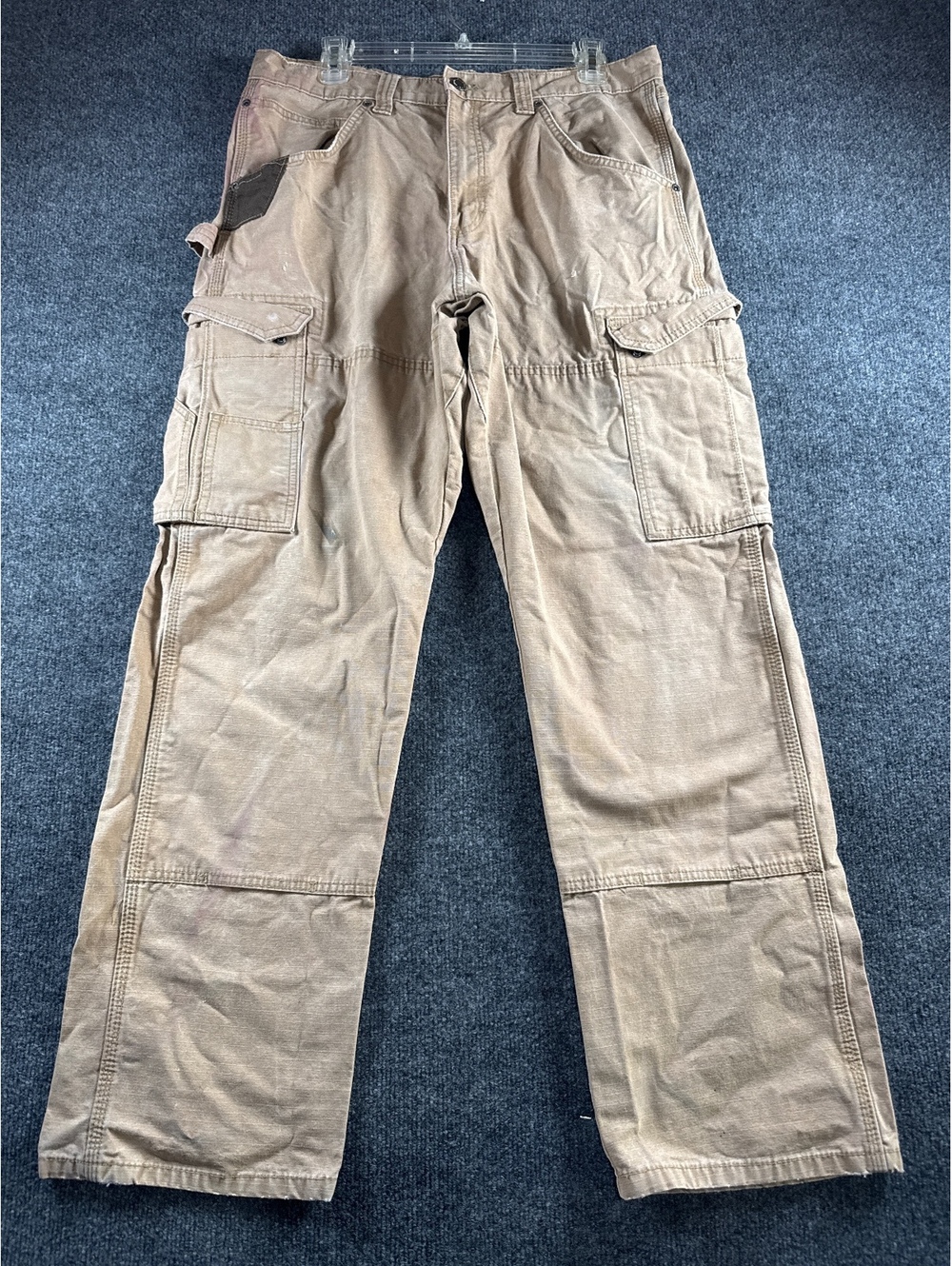 Wrangler Workwear Mens 34x30 Tan Cargo Pants Ripstop Utility Work Outdoor